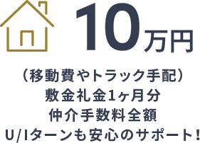 10万円敷金礼金1ヶ月分仲介手数料